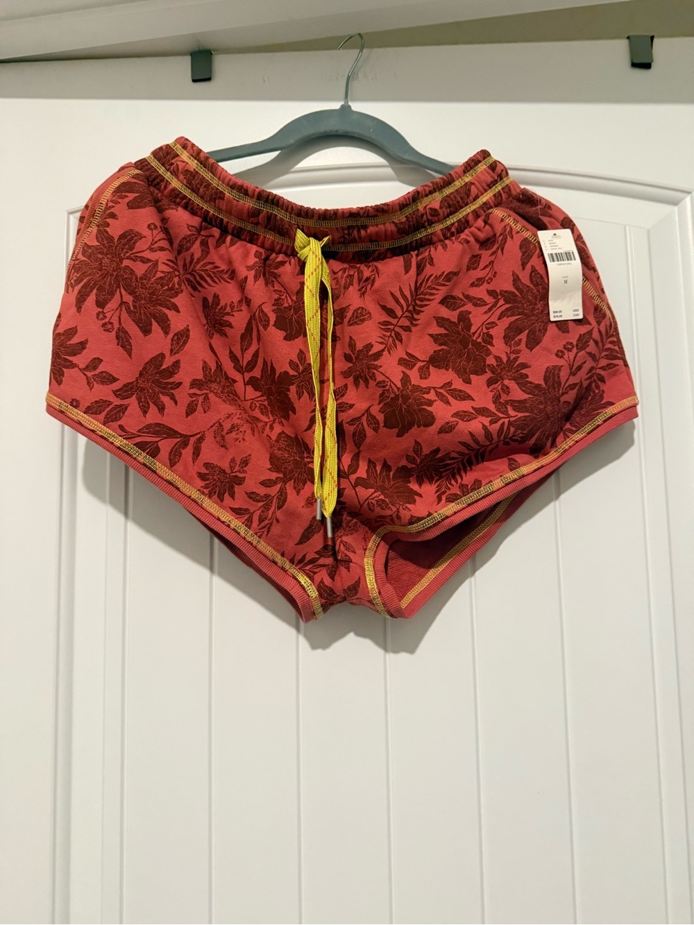 Daily Practice Red Floral Drawstring Shorts